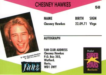 1991 Pro Set SuperStars MusiCards (UK Edition) #58 Chesney Hawkes Back