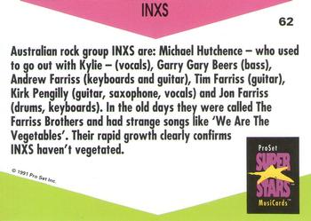 1991 Pro Set SuperStars MusiCards (UK Edition) #62 INXS Back
