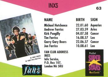 1991 Pro Set SuperStars MusiCards (UK Edition) #63 INXS Back