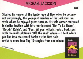 1991 Pro Set SuperStars MusiCards (UK Edition) #68 Michael Jackson Back