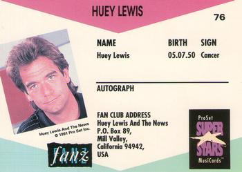 1991 Pro Set SuperStars MusiCards (UK Edition) #76 Huey Lewis Back
