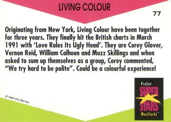1991 Pro Set SuperStars MusiCards (UK Edition) #77 Living Colour Back