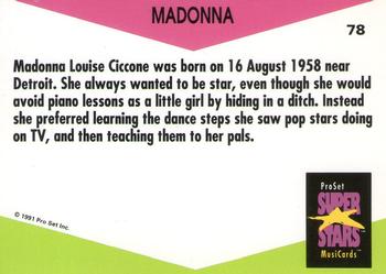 1991 Pro Set SuperStars MusiCards (UK Edition) #78 Madonna Back