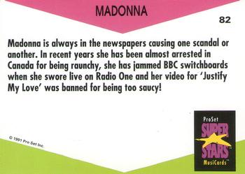 1991 Pro Set SuperStars MusiCards (UK Edition) #82 Madonna Back