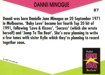 1991 Pro Set SuperStars MusiCards (UK Edition) #87 Dannii Minogue Back