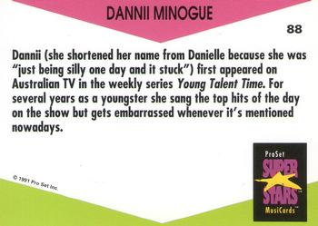 1991 Pro Set SuperStars MusiCards (UK Edition) #88 Dannii Minogue Back