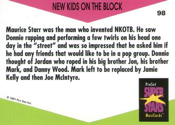 1991 Pro Set SuperStars MusiCards (UK Edition) #98 New Kids on the Block Back