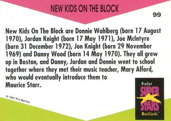 1991 Pro Set SuperStars MusiCards (UK Edition) #99 New Kids on the Block Back