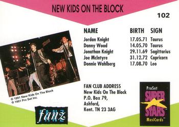 1991 Pro Set SuperStars MusiCards (UK Edition) #102 New Kids on the Block Back