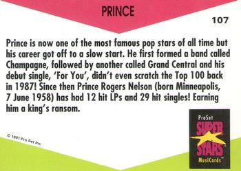 1991 Pro Set SuperStars MusiCards (UK Edition) #107 Prince Back