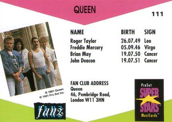 1991 Pro Set SuperStars MusiCards (UK Edition) #111 Queen Back