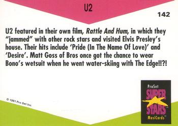 1991 Pro Set SuperStars MusiCards (UK Edition) #142 U2 Back