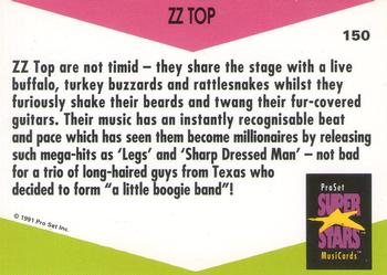 1991 Pro Set SuperStars MusiCards (UK Edition) #150 ZZ Top Back
