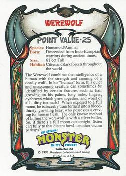 1991 Topps Monster in My Pocket (US Edition) #3 Werewolf Back