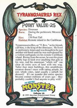 1991 Topps Monster in My Pocket (US Edition) #6 Tyrannosaurus Rex Back