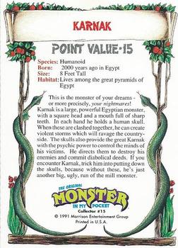 1991 Topps Monster in My Pocket (US Edition) #15 Karnak Back