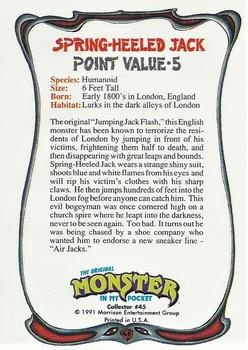 1991 Topps Monster in My Pocket (US Edition) #45 Spring-Heeled Jack Back