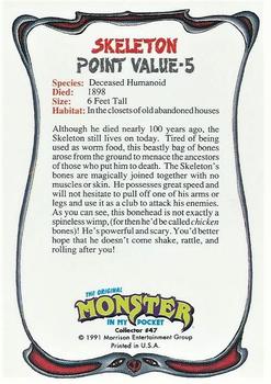 1991 Topps Monster in My Pocket (US Edition) #47 Skeleton Back