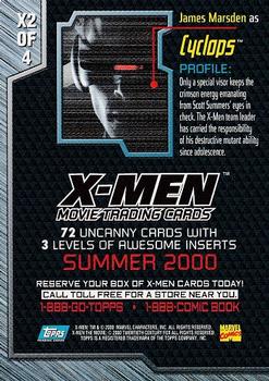 2000 Topps X-Men The Movie - Promos #X2 Cyclops Back