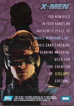 2000 Topps X-Men The Movie - Movie Memorabilia #NNO Cyclops' Costume Back
