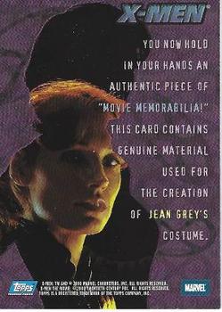 2000 Topps X-Men The Movie - Movie Memorabilia #NNO Jean Grey's Costume Back