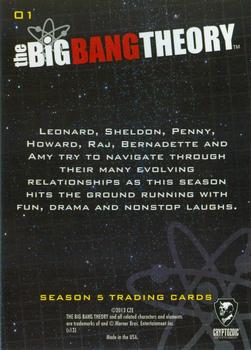 2013 Cryptozoic The Big Bang Theory Season 5 #01 Title Card Back