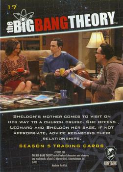 2013 Cryptozoic The Big Bang Theory Season 5 #17 A Mother’s Advice Back