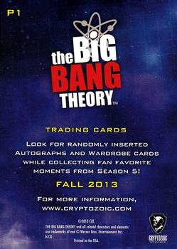 2013 Cryptozoic The Big Bang Theory Season 5 #P1 The Big Bang Theory Back