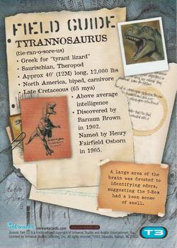 2001 Inkworks Jurassic Park III 3D - Field Guide #T3 Tyrannosaurus Back