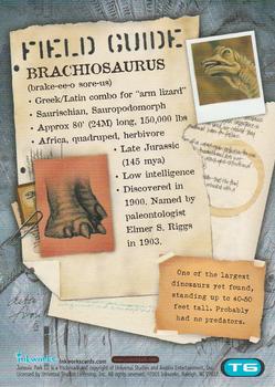 2001 Inkworks Jurassic Park III 3D - Field Guide #T6 Brachiosaurus Back