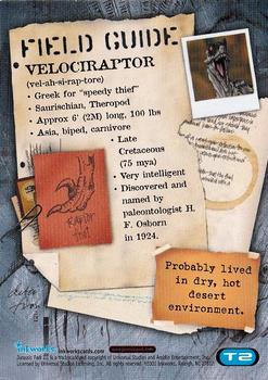 2001 Inkworks Jurassic Park III 3D - Field Guide #T2 Velociraptor Back