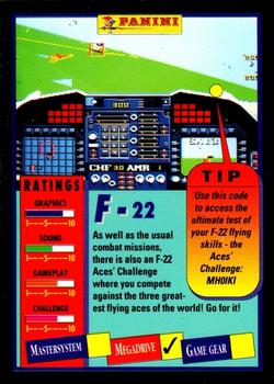 1992 Panini Sega Super Play #10 F-22 Interceptor Back