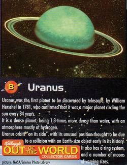 1999 Kellogg's Out of This World #8 Uranus Front