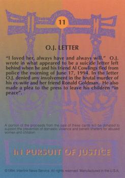 1994 In Pursuit of Justice: The Simpson Case #11 O.J. Letter Back