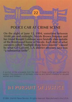 1994 In Pursuit of Justice: The Simpson Case #22 Police Car at Crime Scene Back
