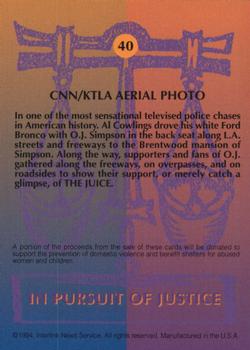 1994 In Pursuit of Justice: The Simpson Case #40 CNN/KTLA Aerial Photo Back