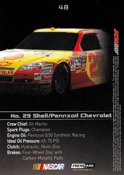 2010 Press Pass Premium #48 No. 29 Shell/Pennzoil  Chevrolet Back