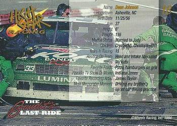 1994 Wheels High Gear Power Pack Team Set The Bandit's Last Ride #18 Dean Johnson Back