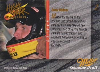 1994 Wheels High Gear Power Pack Team Set Miller Genuine Draft #2 Rusty Wallace Back