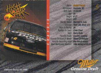 1994 Wheels High Gear Power Pack Team Set Miller Genuine Draft #5 Buddy Parrott Back