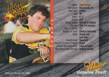 1994 Wheels High Gear Power Pack Team Set Miller Genuine Draft #6 Todd Parrott Back