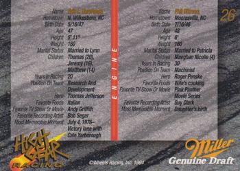 1994 Wheels High Gear Power Pack Team Set Miller Genuine Draft #26 Phil Ditmars / Eric Durchman Back