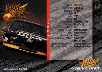 1994 Wheels High Gear Power Pack Team Set Miller Genuine Draft - Gold #14 Nick Ollila Back
