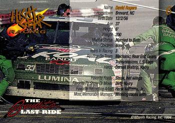 1994 Wheels High Gear Power Pack Team Set The Bandit's Last Ride - Gold #6 David Rogers Back