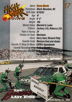 1994 Wheels High Gear Power Pack Team Set The Bandit's Last Ride - Gold #17 Bruce Morris Back