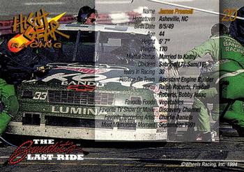 1994 Wheels High Gear Power Pack Team Set The Bandit's Last Ride - Gold #20 Jim Presnell Back