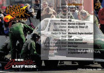 1994 Wheels High Gear Power Pack Team Set The Bandit's Last Ride - Gold #27 Kent Mashburn Back