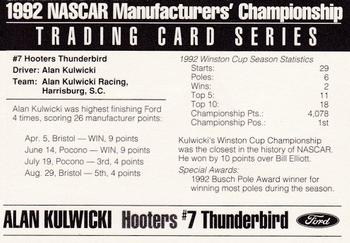 1992 Ford Motorsports NASCAR Manufacturers' Championship #NNO Alan Kulwicki Back