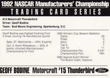1992 Ford Motorsports NASCAR Manufacturers' Championship #NNO Geoff Bodine Back