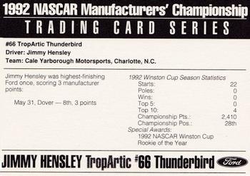 1992 Ford Motorsports NASCAR Manufacturers' Championship #NNO Jimmy Hensley Back
